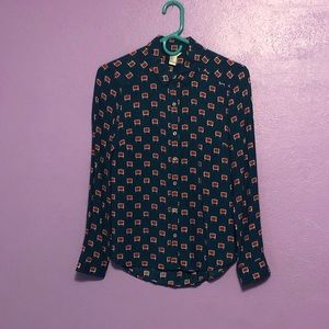 Forever 21 Teal TV Print Button Up
